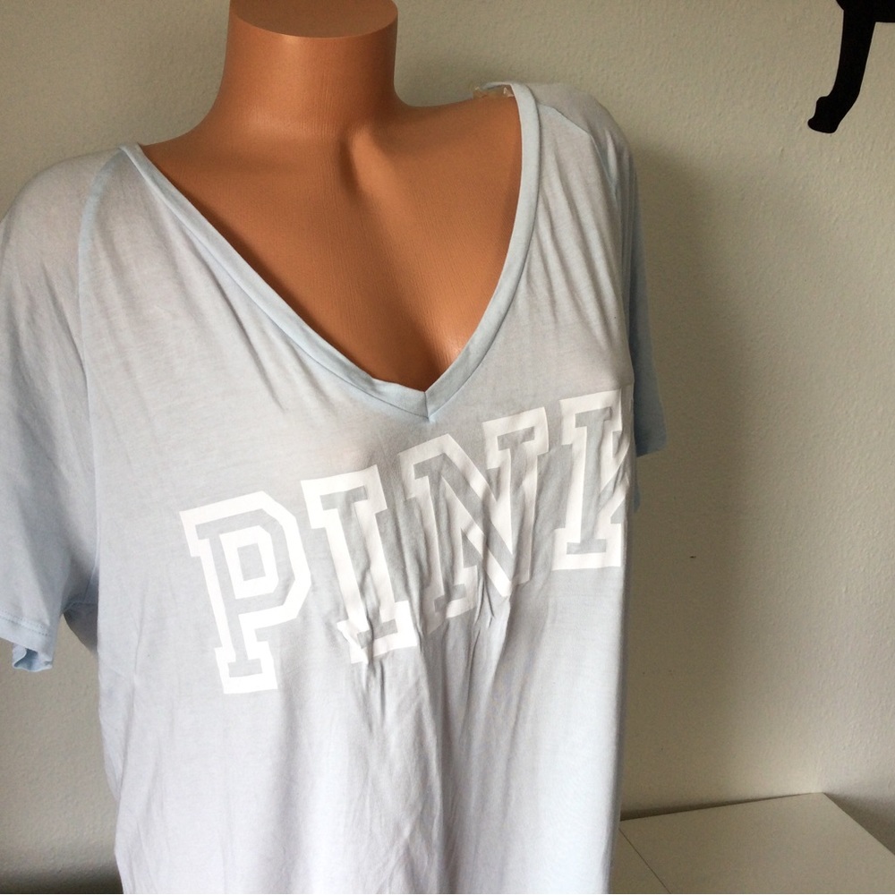 Victoria’s Secret PINK Graphic short sleeve blue tee shirt L Large